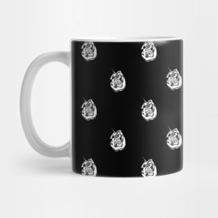 Metallic Silver Rosebuds on a Black Background Mug